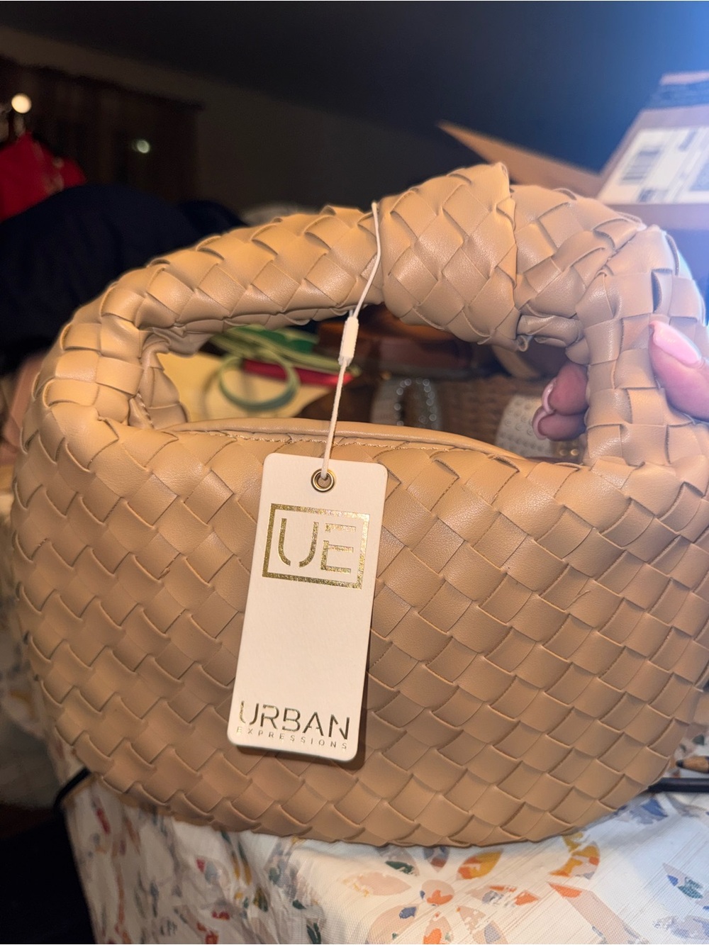Urban Expressions Tan Woven Mini Handbag NWT